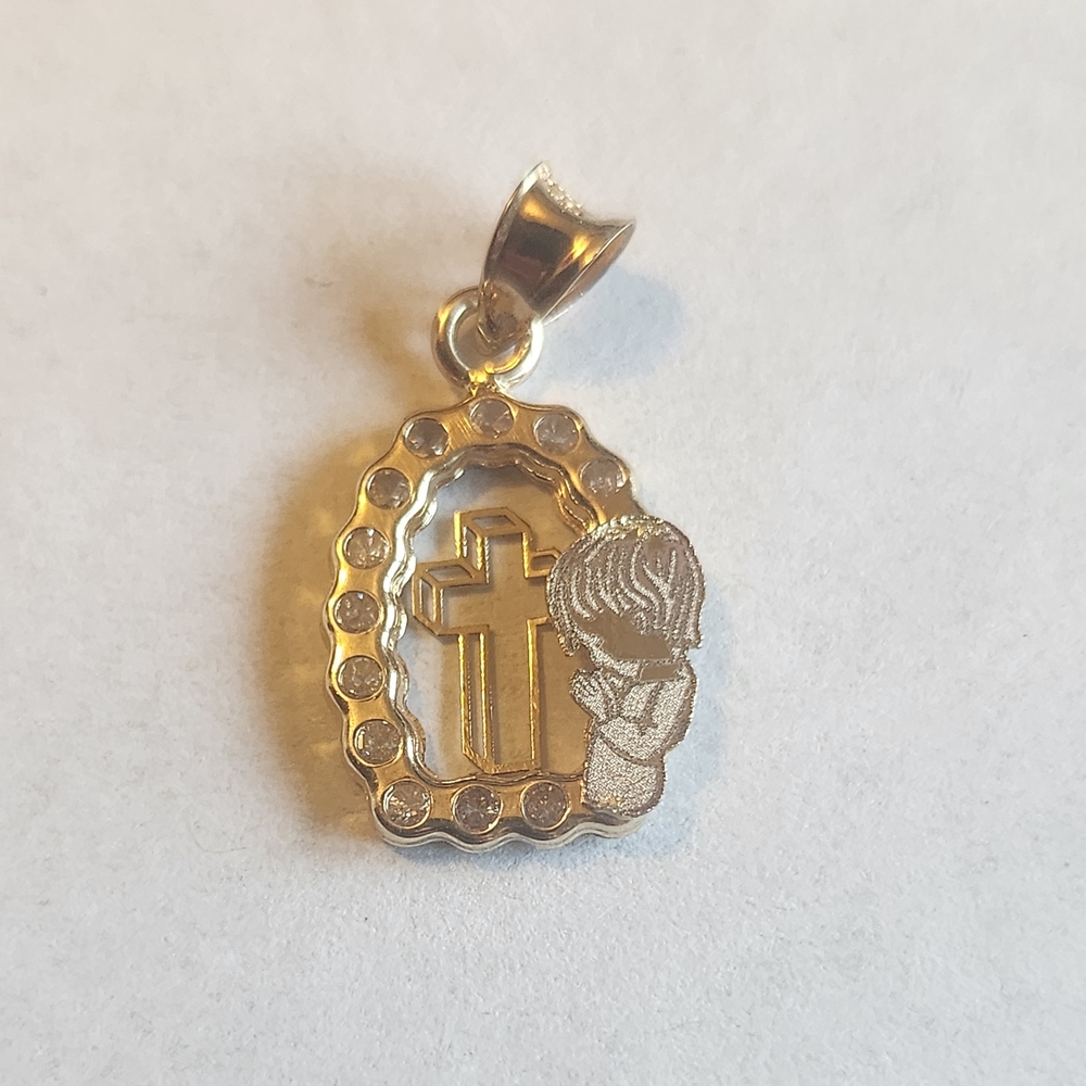 Gold Prayer Pendant